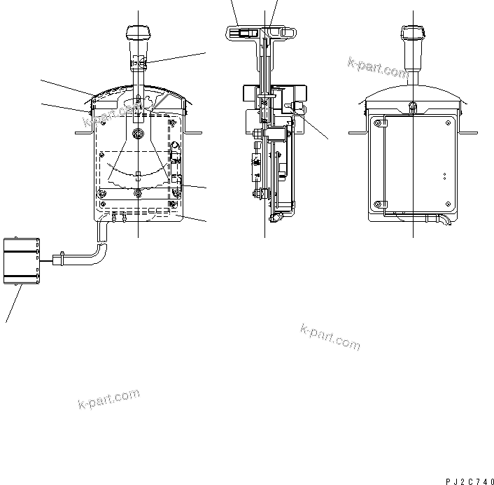 Komatsu parts book diagram for HD985-5 S/N 1021-UP: CONSOLE BOX (TRANSMISSION CONTROL LEVER INNER PARTS)(#1028-)