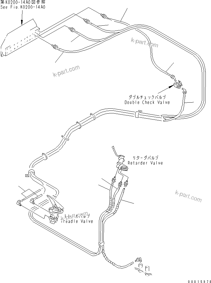 Komatsu parts book diagram for HD985-5 S/N 1021-UP: AIR PIPING (1/5) (AUTO SUSPENSION AND FRONT BRAKE CUT AND EXHAUST BRAKE)