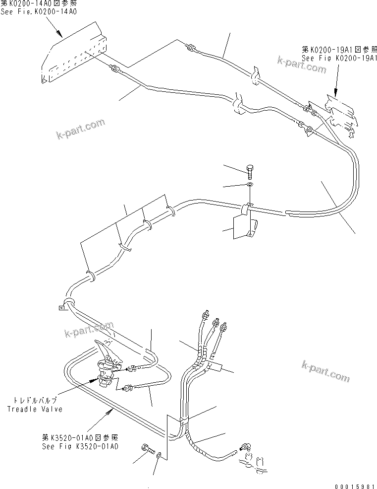 Komatsu parts book diagram for HD985-5 S/N 1021-UP: AIR PIPING (3/4)