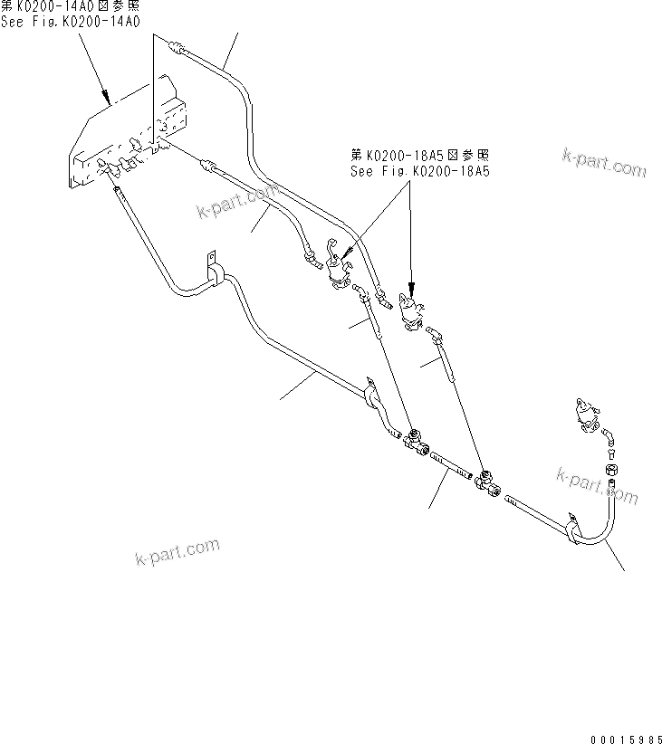 Komatsu parts book diagram for HD985-5 S/N 1021-UP: AIR PIPING (4/4) (FRONT BRAKE CUT)