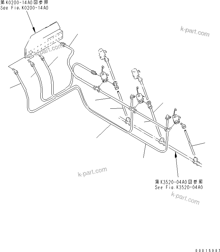 Komatsu parts book diagram for HD985-5 S/N 1021-UP: AIR PIPING (5/5) (AUTO SUSPENSION AND FRONT BRAKE CUT AND EXHAUST BRAKE)