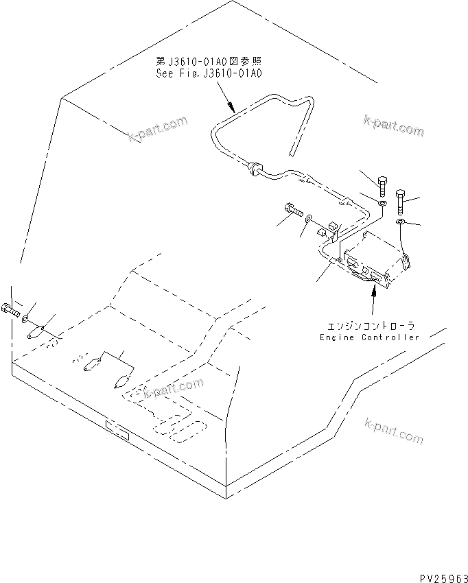 Komatsu parts book diagram for HD985-5 S/N 1021-UP: FLOOR (ENGINE CONTROL) (ELECTRICAL GOVERNOR)