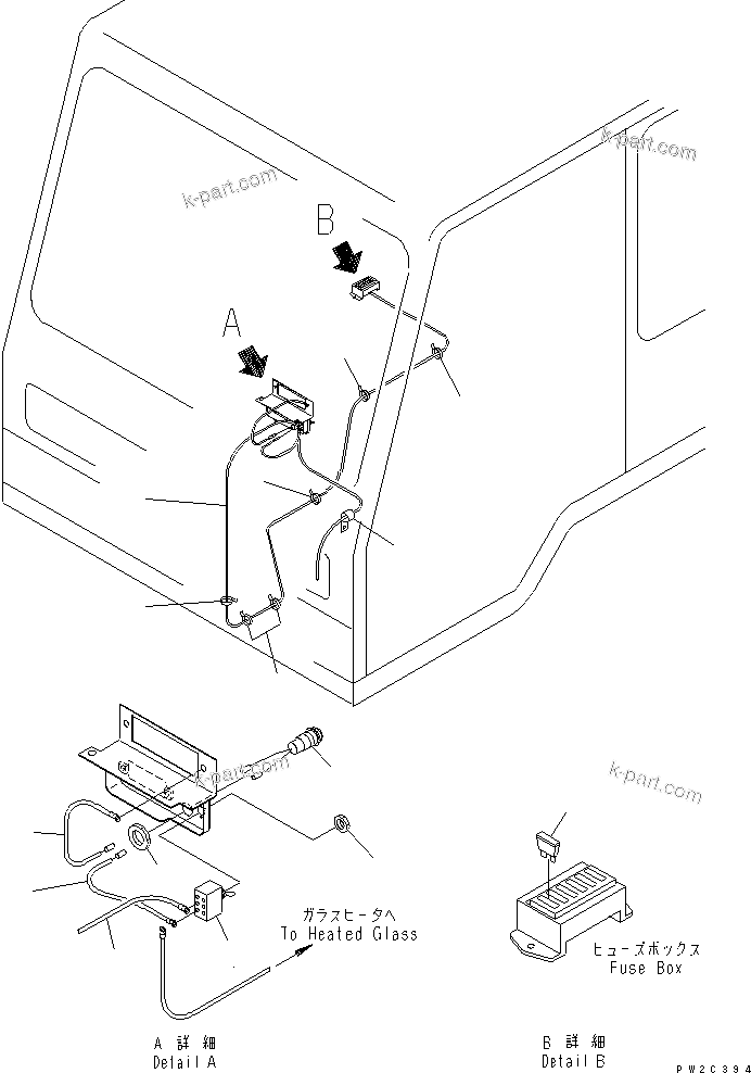 Komatsu parts book diagram for HD985-5 S/N 1021-UP: FLOOR (DEFROST GLASS SWITCH)