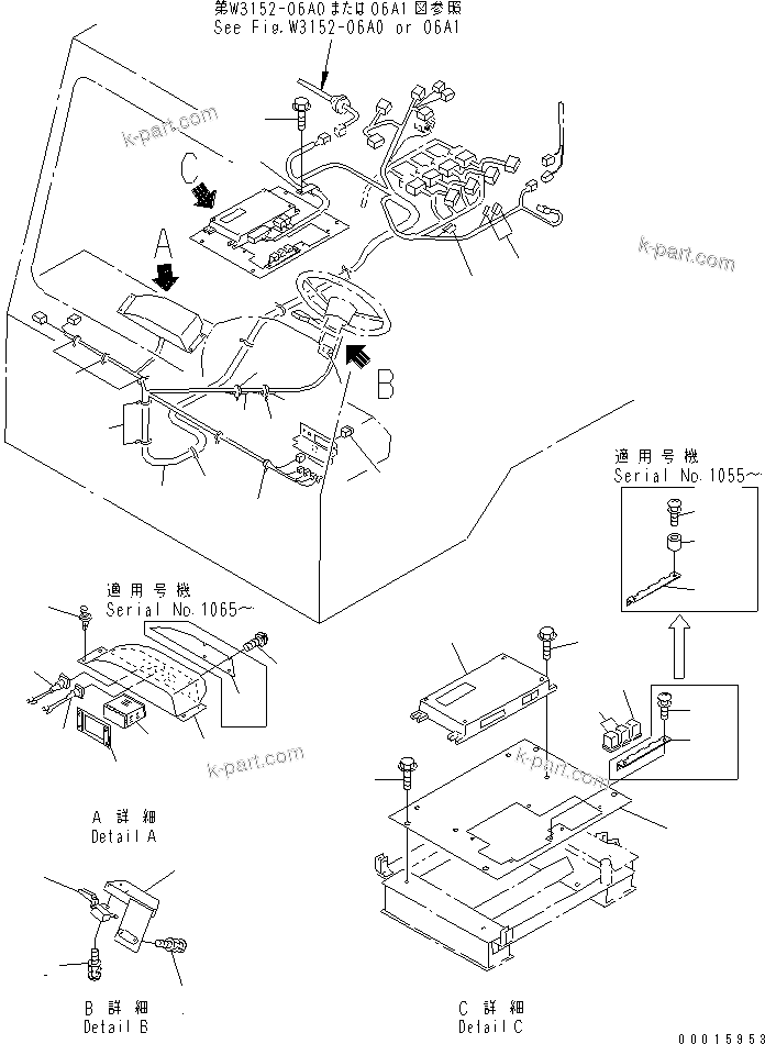 Komatsu parts book diagram for HD985-5 S/N 1021-UP: FLOOR (AUTO RETARDER CAB) (KM/H)