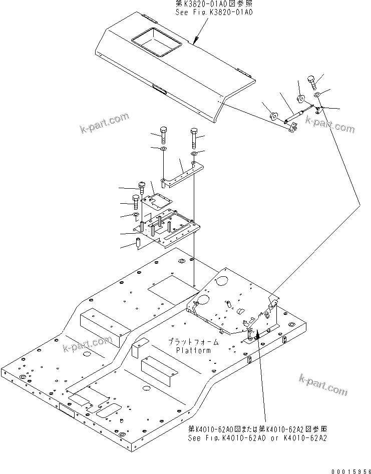 Komatsu parts book diagram for HD985-5 S/N 1021-UP: FLOOR (REAR COVER) (CAB) (1/2)(#1065-)