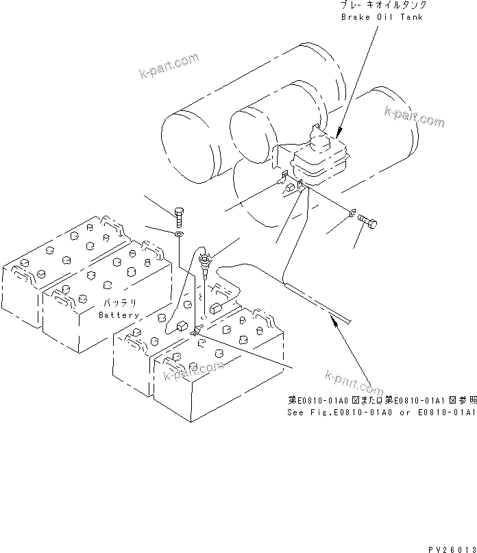 Komatsu parts book diagram for HD985-5 S/N 1021-UP: BATTERY FLUID LEVEL SENSOR AND BRAKE OIL TANK RELATED PARTS