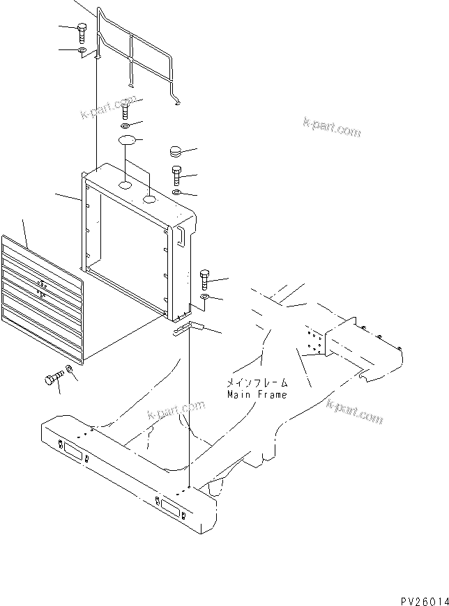 Komatsu parts book diagram for HD985-5 S/N 1021-UP: RADIATOR GUARD