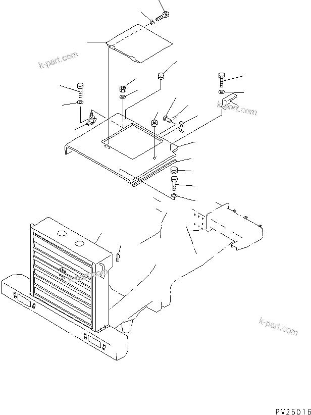 Komatsu parts book diagram for HD985-5 S/N 1021-UP: HOOD (1/2)