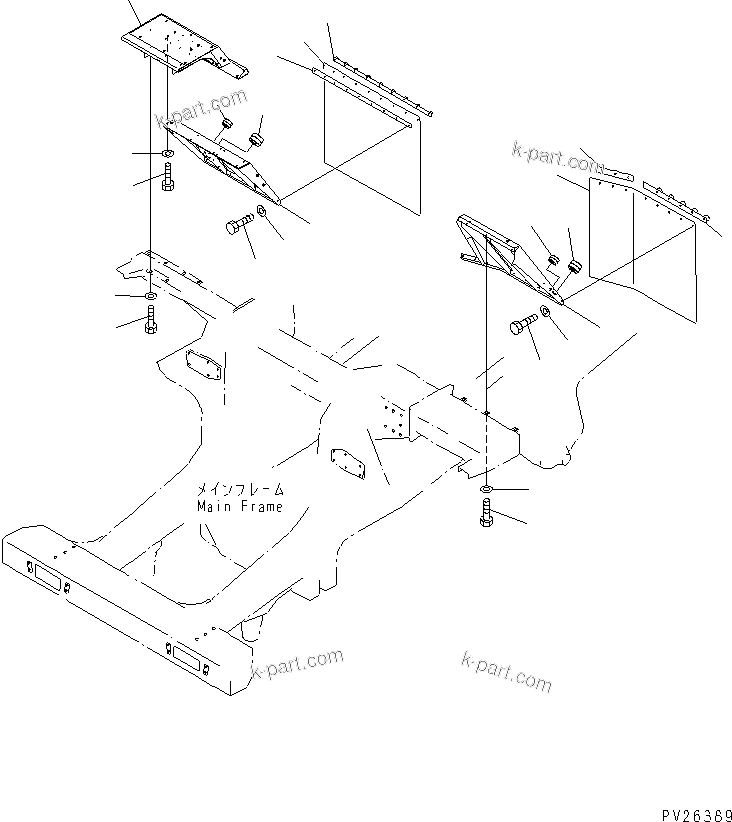 Komatsu parts book diagram for HD985-5 S/N 1021-UP: FENDER (MUFFLER)