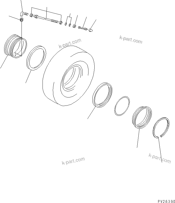 Komatsu parts book diagram for HD985-5 S/N 1021-UP: RIM (FRONT WHEEL)