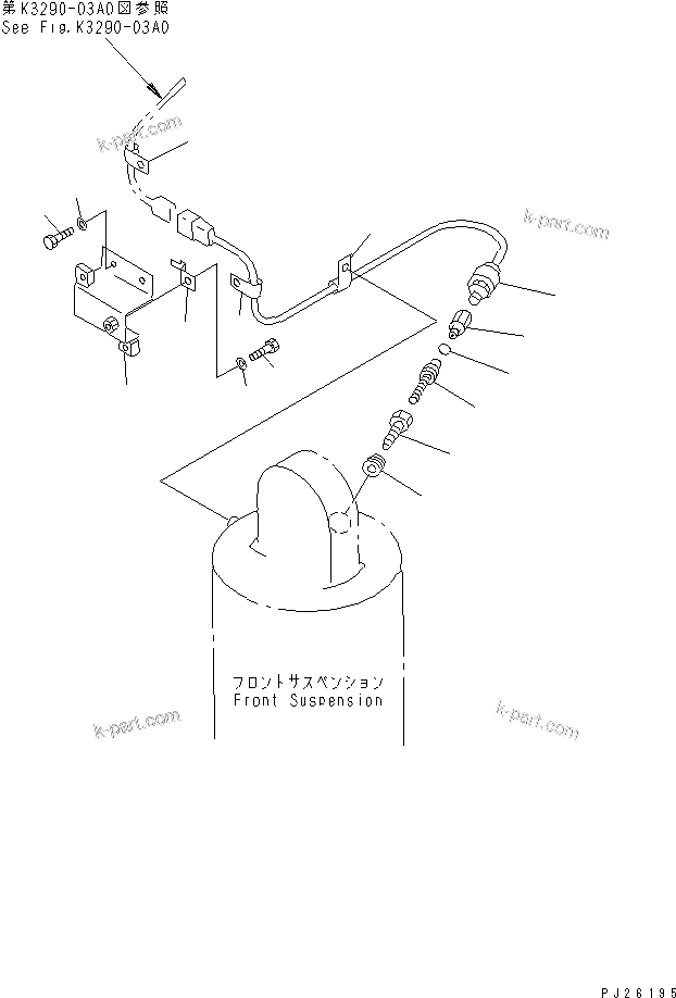Komatsu parts book diagram for HD985-5 S/N 1021-UP: FRONT AXLE (LEFT HAND) (FRONT SUSPENSION RELATED PARTS) (STANDARD) (PAYLOAD METER PRINT TYPE)(#1021-1052)