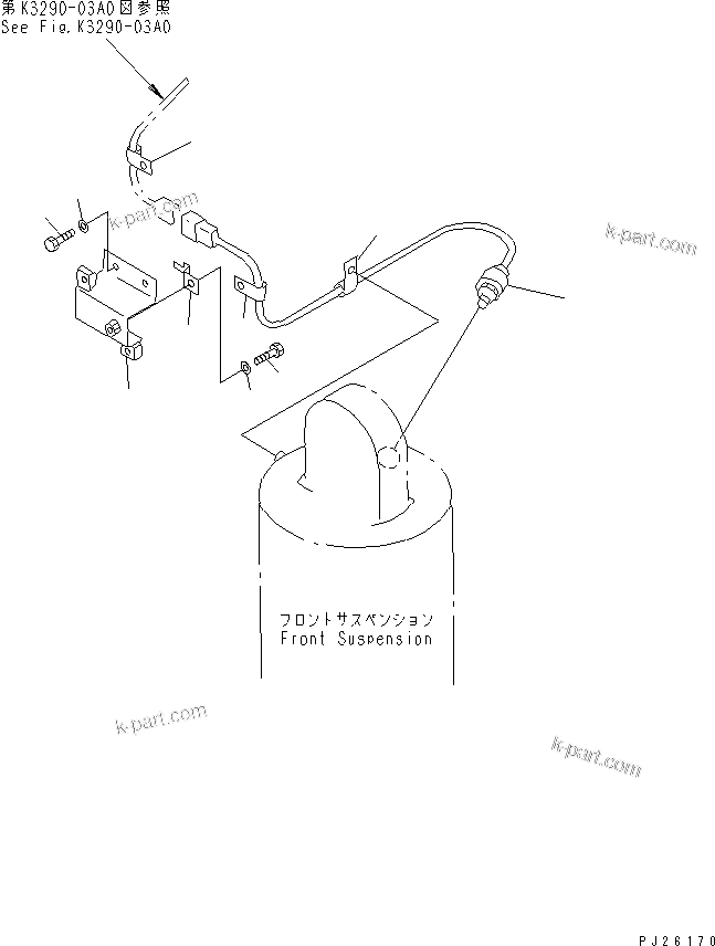 Komatsu parts book diagram for HD985-5 S/N 1021-UP: FRONT AXLE (LEFT HAND) (FRONT SUSPENSION RELATED PARTS) (AUTO SUS.) (PAYLOAD METER PRINT TYPE)(#1021-1052)