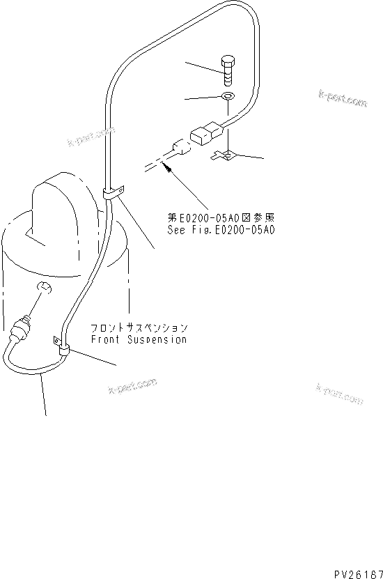Komatsu parts book diagram for HD985-5 S/N 1021-UP: FRONT AXLE (LEFT HAND) (FRONT SUS. RELATED PARTS) (AUTO SUS.) (PAYLOAD METER PRINT TYPE)(#1021-1052)