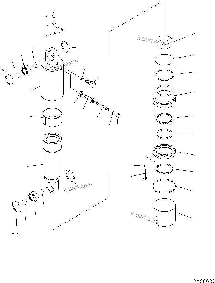Komatsu parts book diagram for HD985-5 S/N 1021-UP: REAR SUSPENSION (WITHOUT PAYLOAD METER)
