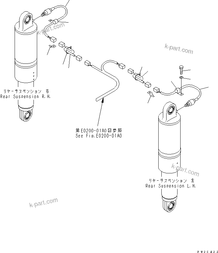 Komatsu parts book diagram for HD985-5 S/N 1021-UP: REAR SUSPENSION PRESSURE SENSOR (AMPERE OUT PUT TYPE)
