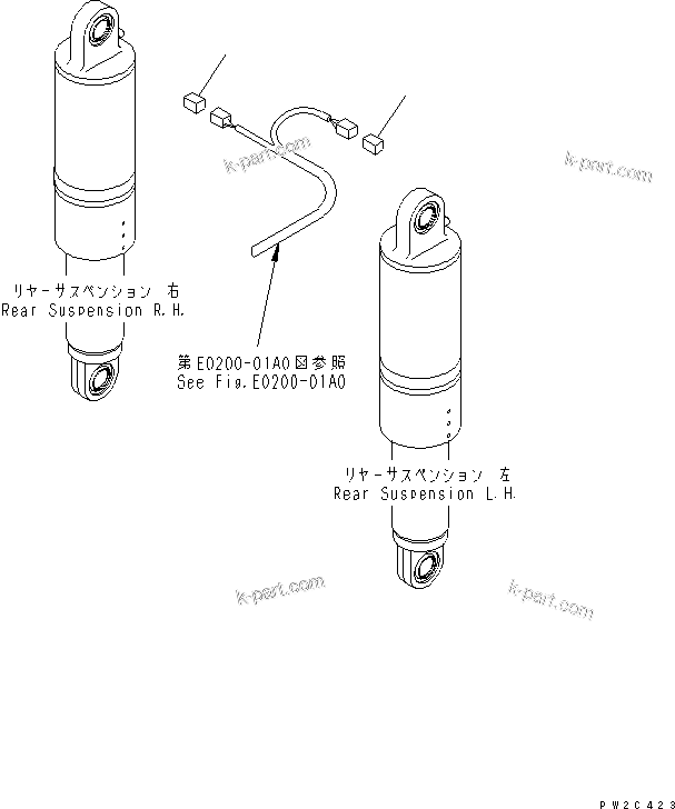Komatsu parts book diagram for HD985-5 S/N 1021-UP: REAR SUSPENSION PRESSURE SENSOR (SENSOR LESS)