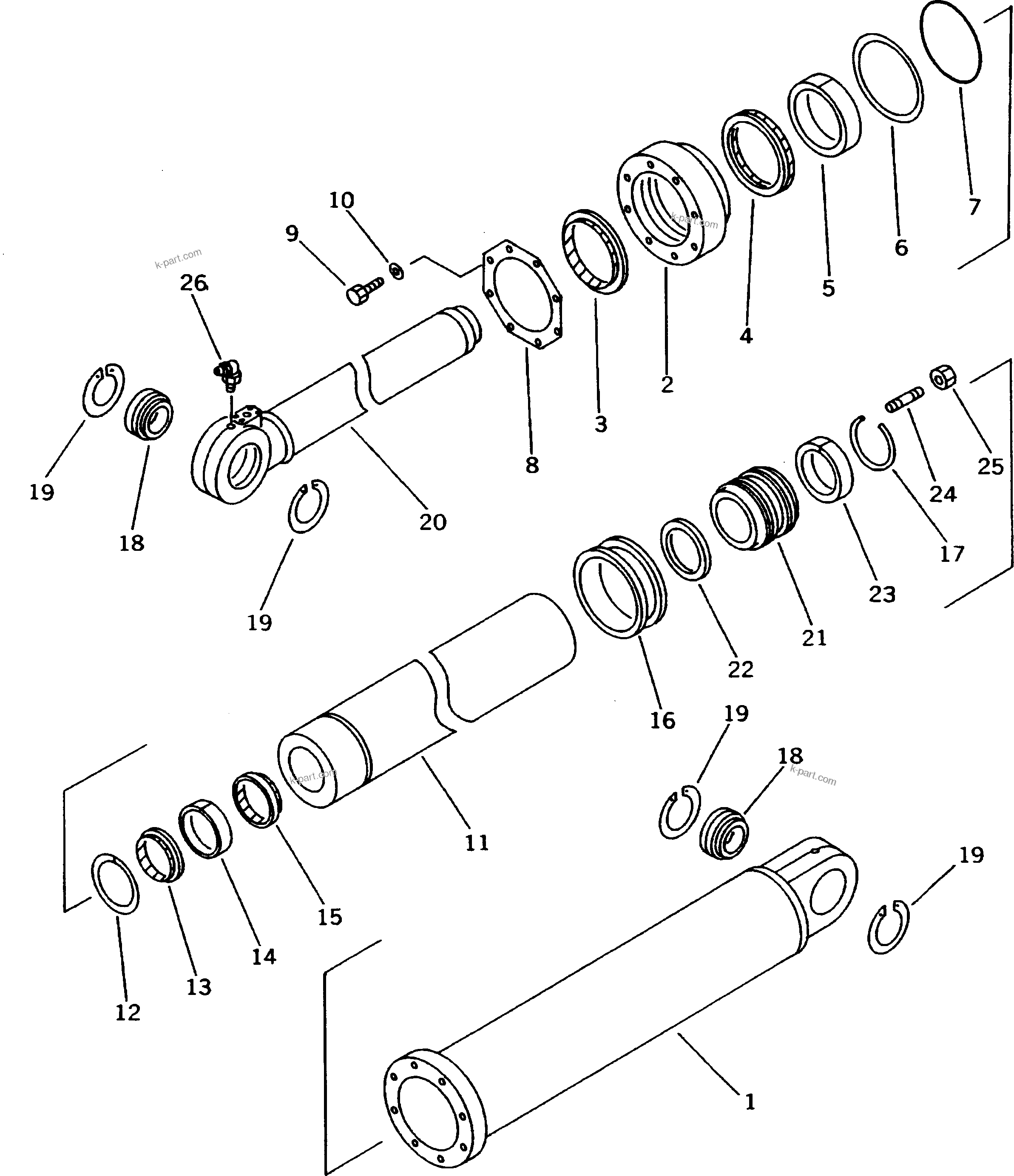 Komatsu parts book diagram for HD985-5 S/N 1021-UP: HOIST CYLINDER