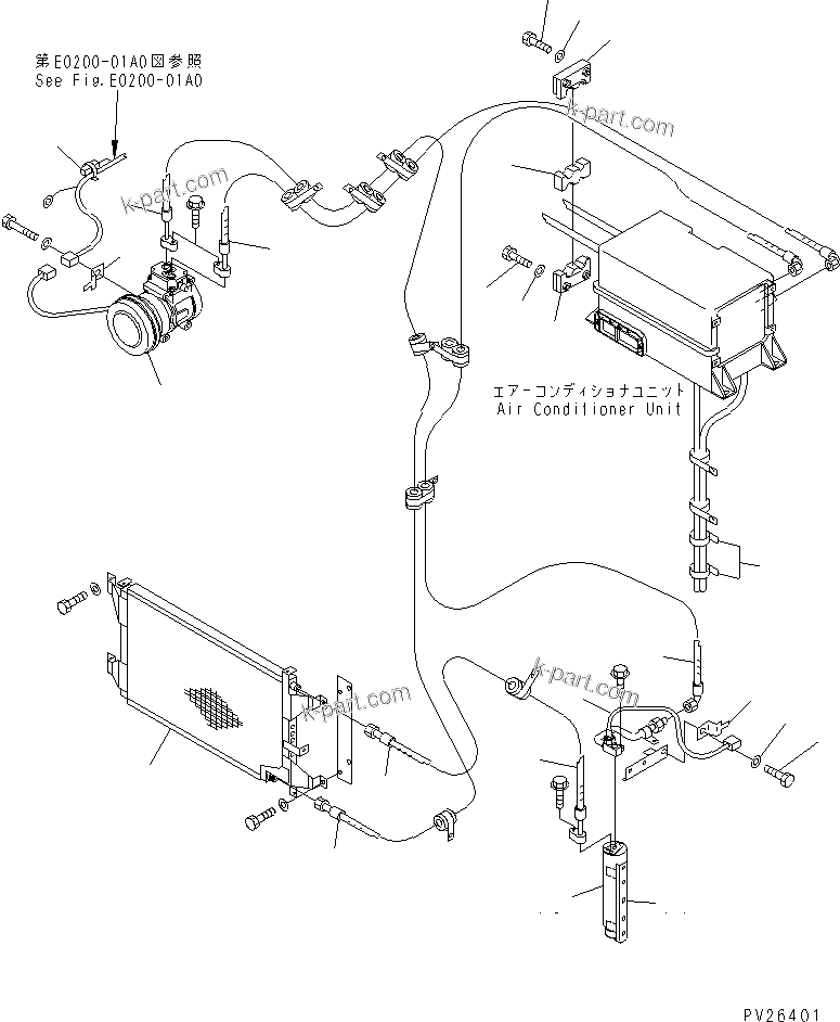 Komatsu parts book diagram for HD985-5 S/N 1021-UP: AIR CONDITIONER RELATED PARTS (3/4)