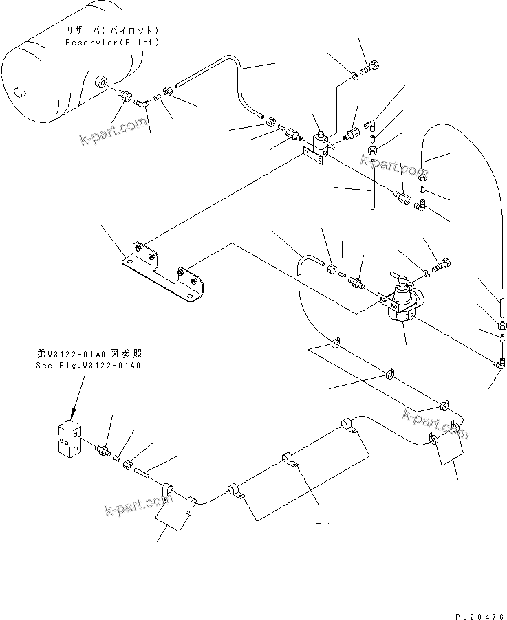 Komatsu parts book diagram for HD985-5 S/N 1021-UP: LINCOLN AUTO GREASE PIPING (AIR LINE)
