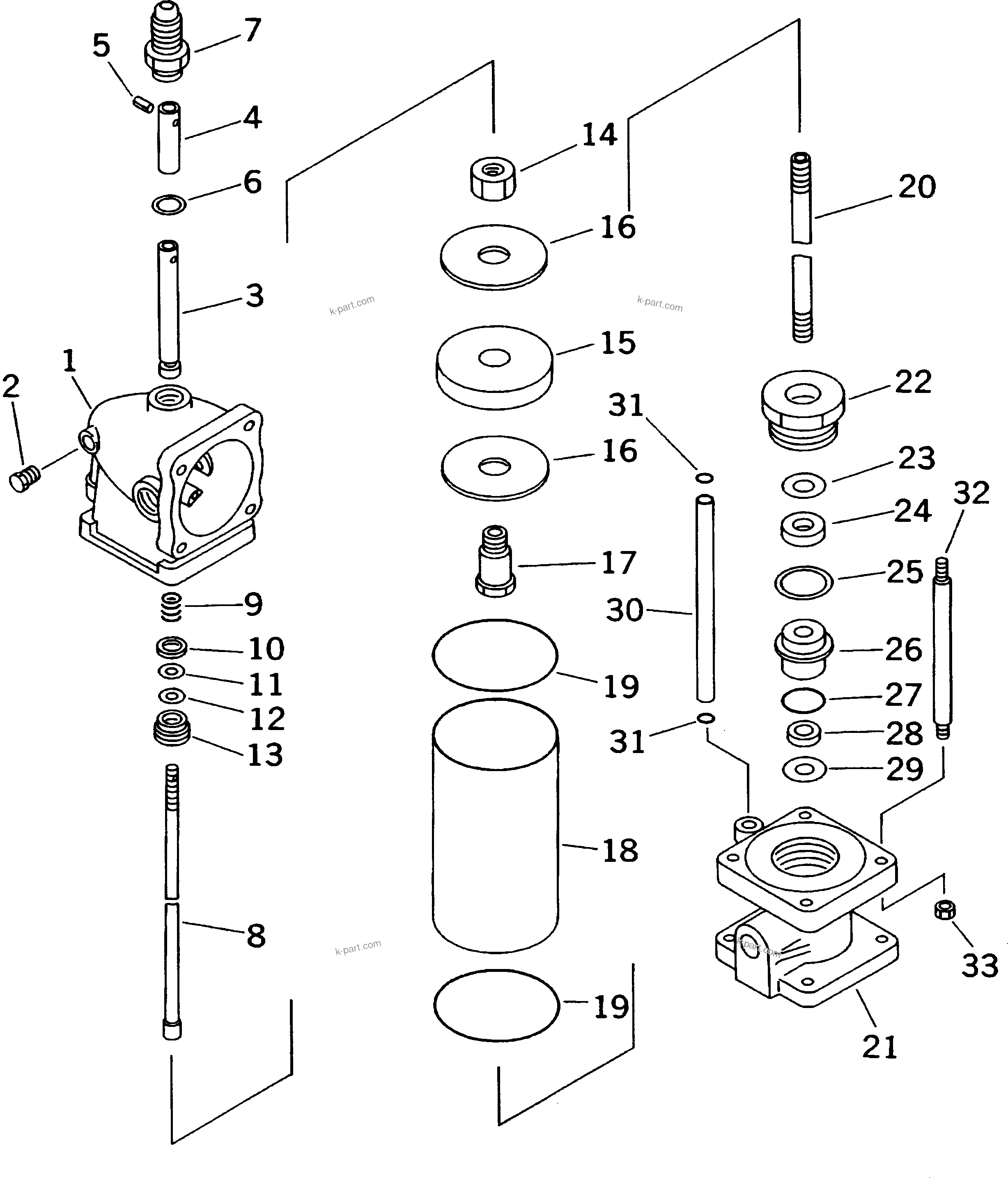 Komatsu parts book diagram for HD985-5 S/N 1021-UP: AUTO GREASE PUMP (1/7) (BARE PUMP) (1/3)