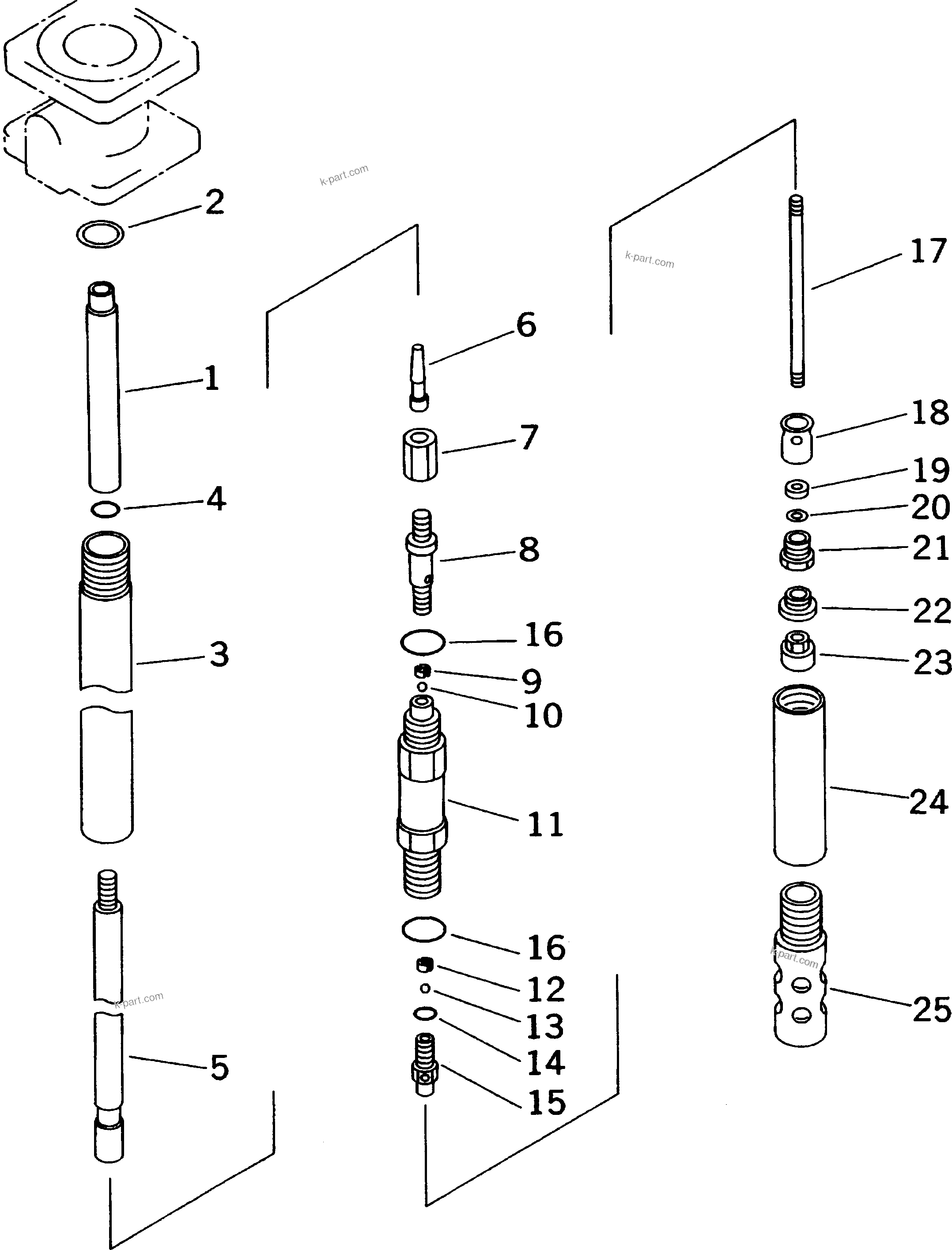 Komatsu parts book diagram for HD985-5 S/N 1021-UP: AUTO GREASE PUMP (2/7) (BARE PUMP) (2/3)
