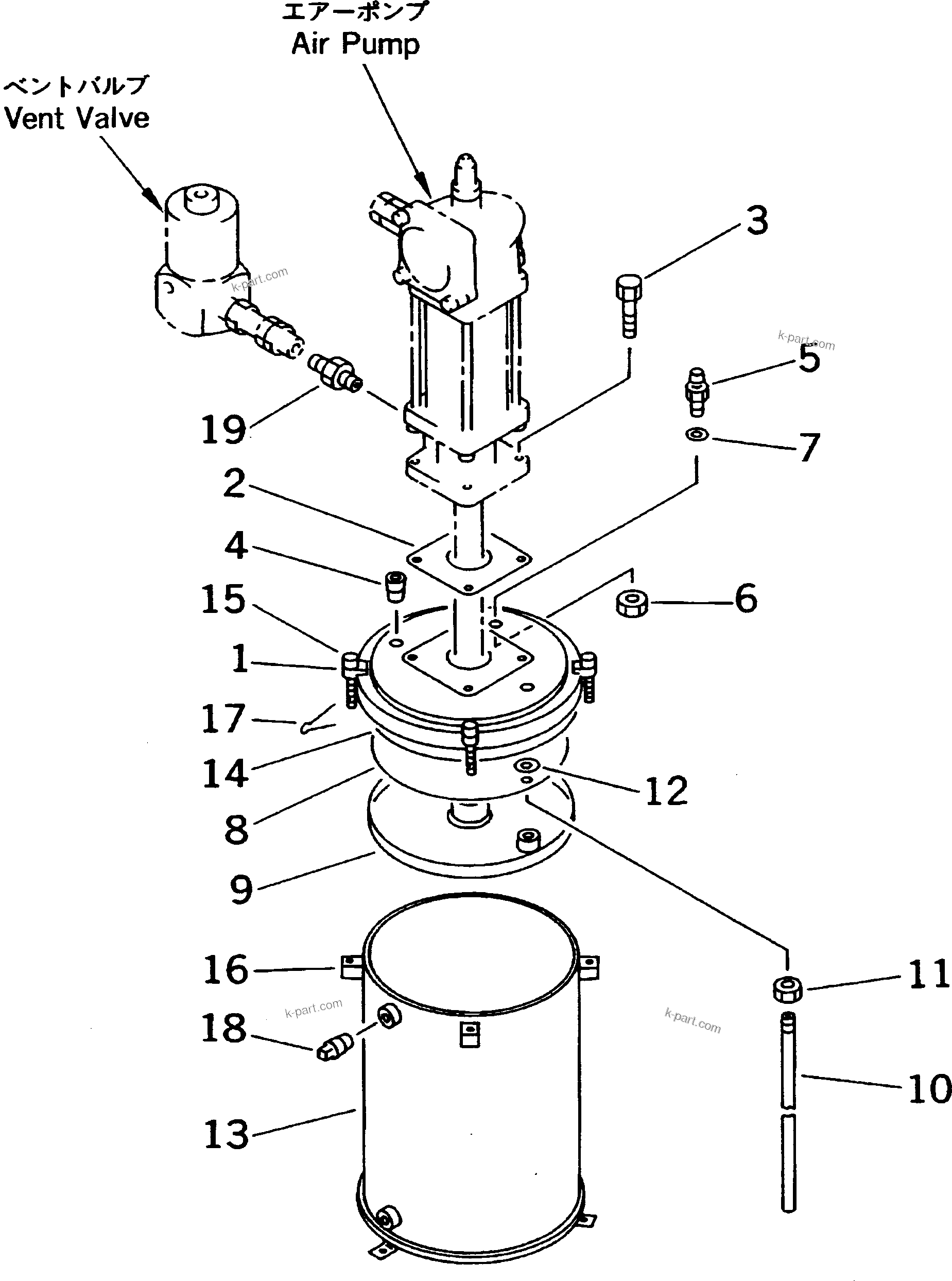 Komatsu parts book diagram for HD985-5 S/N 1021-UP: AUTO GREASE PUMP (7/7) (CONTAINER)