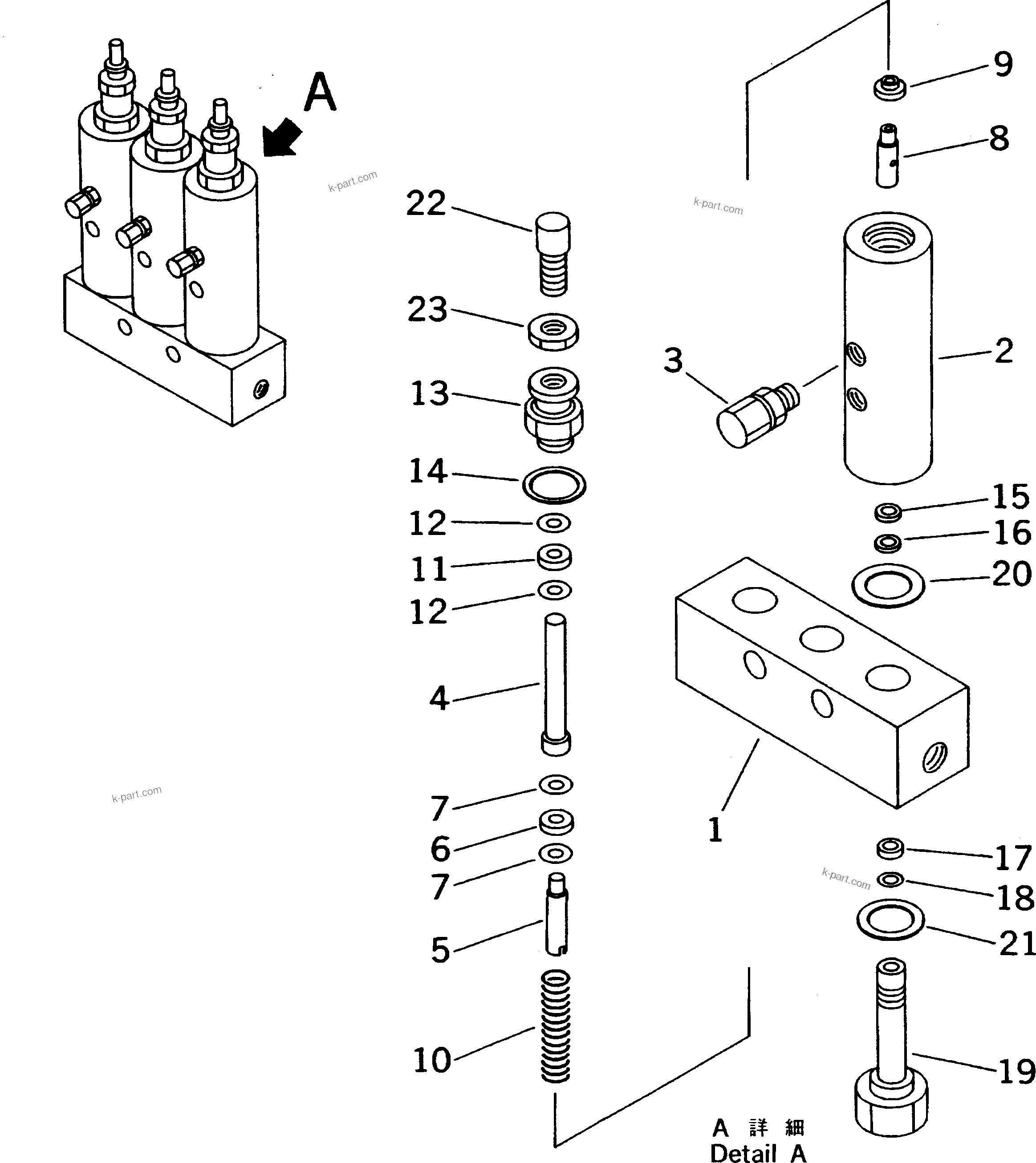 Komatsu parts book diagram for HD985-5 S/N 1021-UP: AUTO GREASE INJECTOR (3 MANIFOLD)
