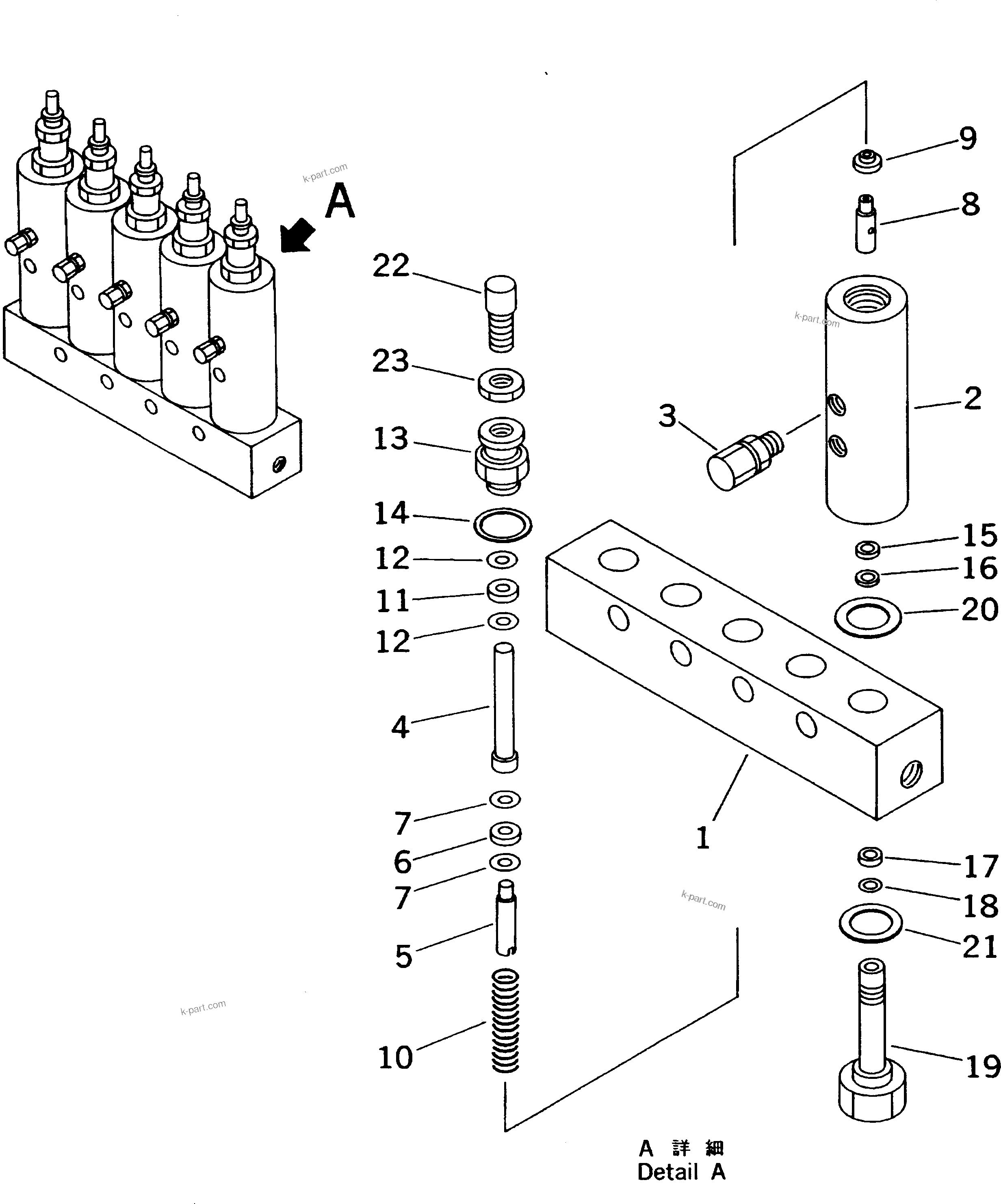 Komatsu parts book diagram for HD985-5 S/N 1021-UP: AUTO GREASE INJECTOR (5 MANIFOLD)
