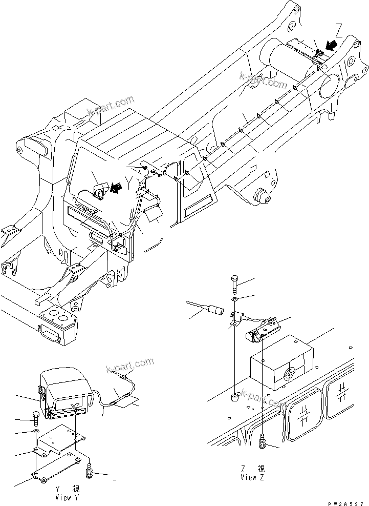Komatsu parts book diagram for HD985-5 S/N 1021-UP: REAR MONITOR