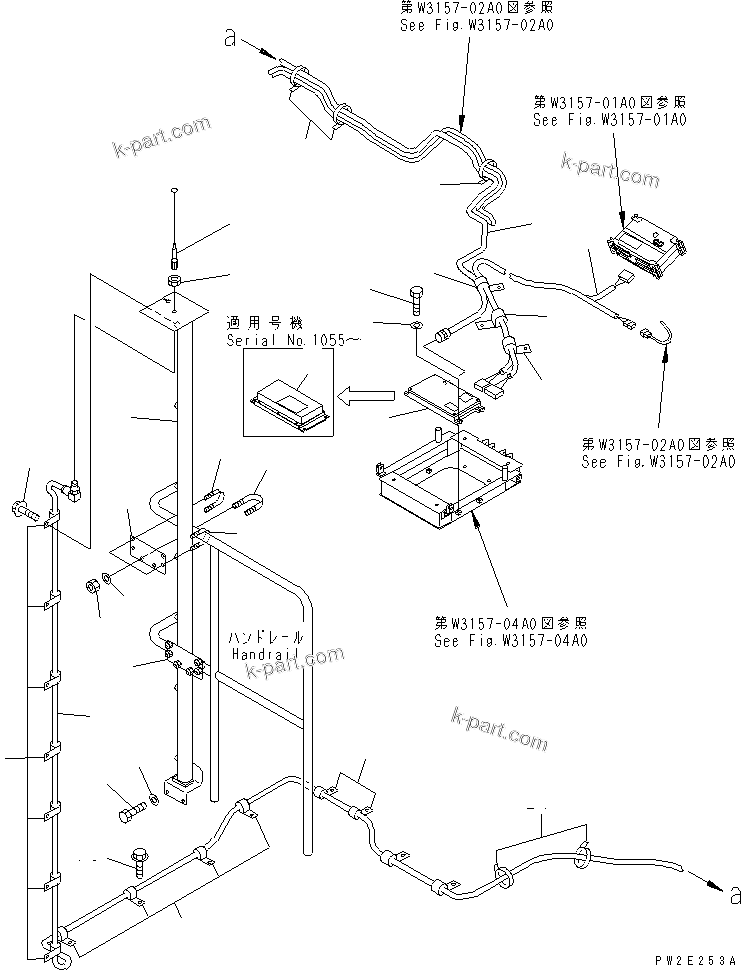 Komatsu parts book diagram for HD985-5 S/N 1021-UP: VEHICLE HEALTH MONITORING SYSTEM (ORBCOM CONTROLLER AND RELATED PARTS) (WITH ORBCOM)