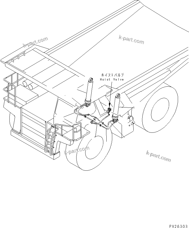Komatsu parts book diagram for HD985-5 S/N 1021-UP: PERIODICAL REPLACEMENT CRITICAL PARTS (HOIST CYLINDER HOSE)