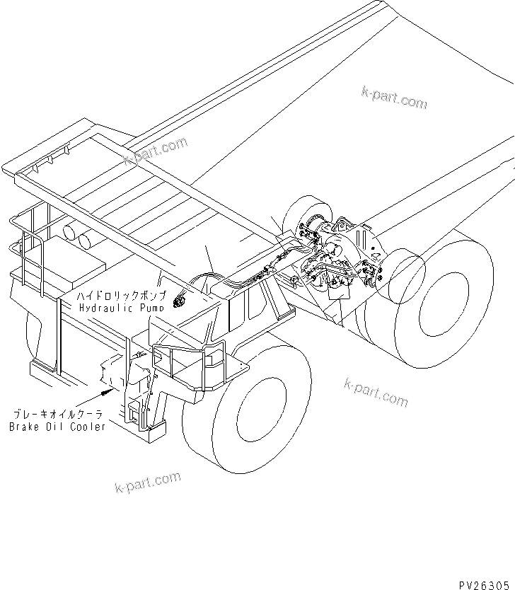 Komatsu parts book diagram for HD985-5 S/N 1021-UP: PERIODICAL REPLACEMENT CRITICAL PARTS (REAR BRAKE HOSE)