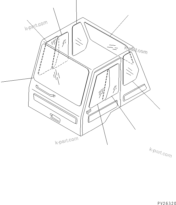 Komatsu parts book diagram for HD985-5 S/N 1021-UP: WINDOW GLASS