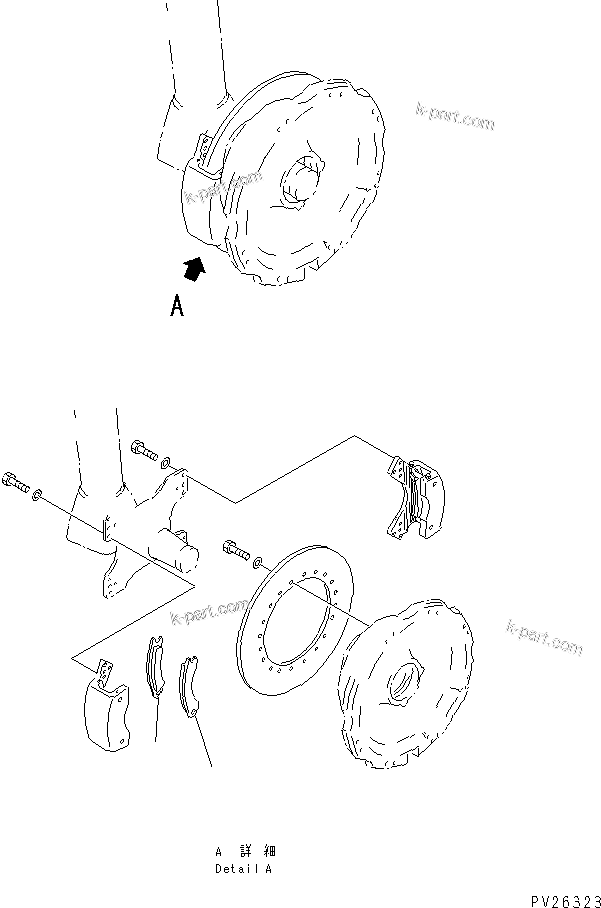 Komatsu parts book diagram for HD985-5 S/N 1021-UP: FRONT BRAKE PAD