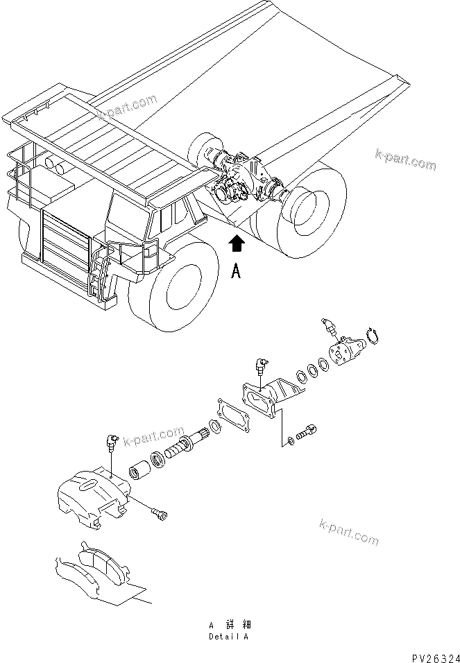 Komatsu parts book diagram for HD985-5 S/N 1021-UP: PARKING BRAKE PAD