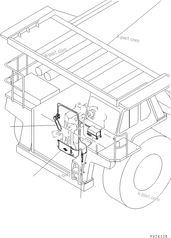 Komatsu parts book diagram for HD985-5 S/N 1021-UP: AIR CONDITIONER BELT AND RECEIVER