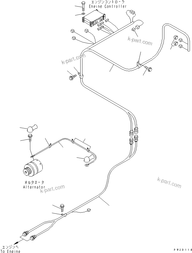 Komatsu parts book diagram for HM300-1 S/N 1001-UP: ENGINE HARNESS