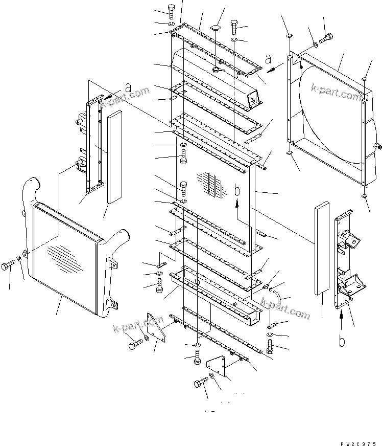Komatsu parts book diagram for HM300-1 S/N 1001-UP: RADIATOR AND AFTER COOLER