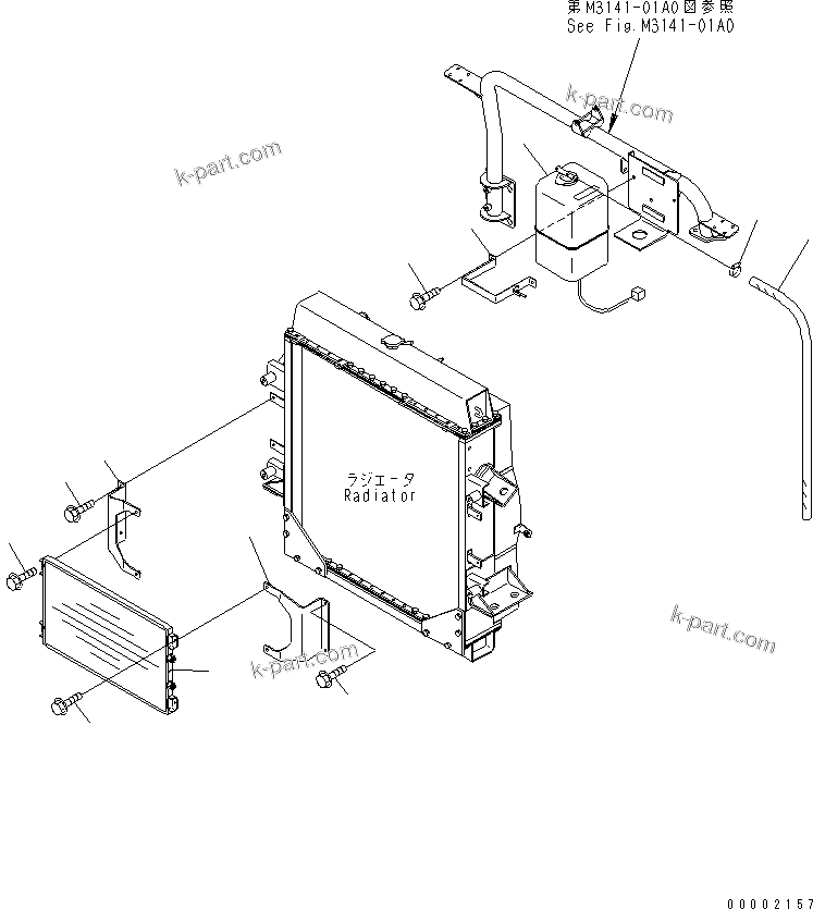 Komatsu parts book diagram for HM300-1 S/N 1001-UP: RADIATOR (RESERVE TANK)