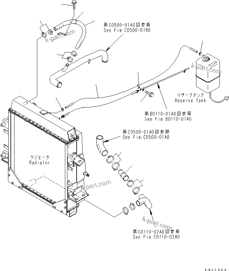 Komatsu parts book diagram for HM300-1 S/N 1001-UP: COOLANT LINE