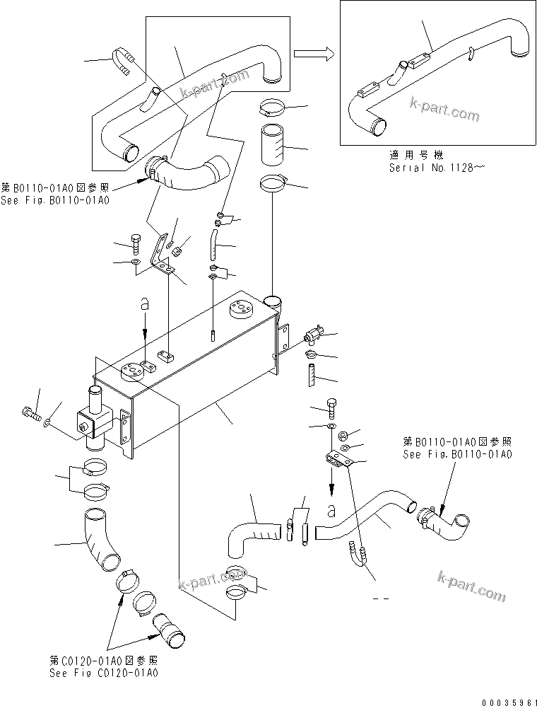 Komatsu parts book diagram for HM300-1 S/N 1001-UP: BRAKE OIL COOLER