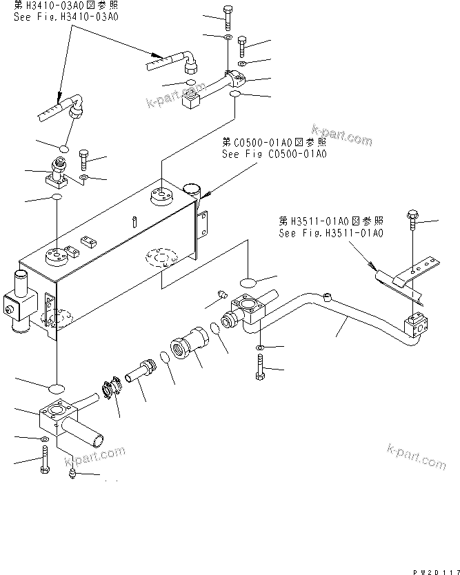 Komatsu parts book diagram for HM300-1 S/N 1001-UP: BRAKE OIL COOLER PIPING