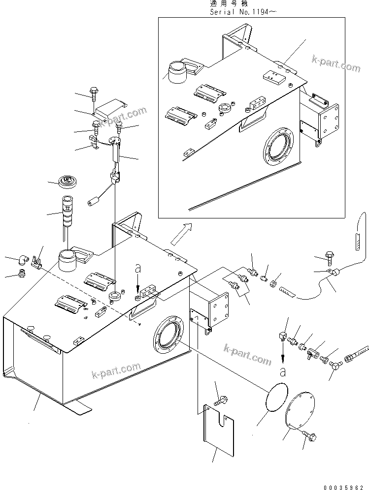 Komatsu parts book diagram for HM300-1 S/N 1001-UP: FUEL TANK SUB ASS'Y (FUEL TANK AND RELATED PARTS)(#1173-)