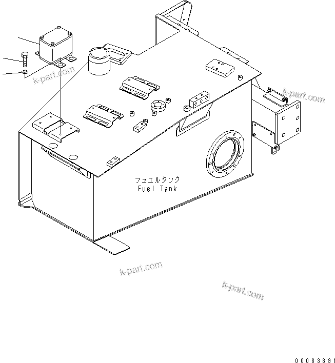 Komatsu parts book diagram for HM300-1 S/N 1001-UP: FUEL TANK SUB ASS'Y (JUNCTION BOX) (COLD SPEC.)(#1626-)