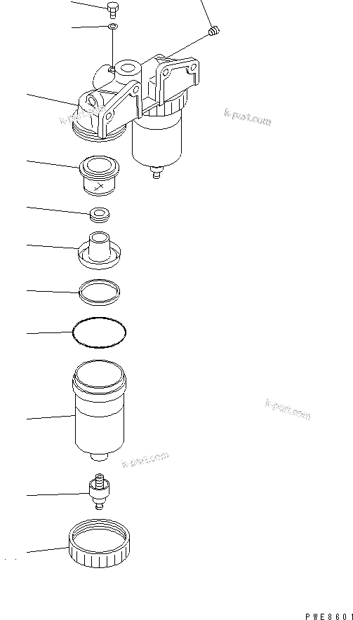 Komatsu parts book diagram for HM300-1 S/N 1001-UP: WATER SEPARATOR (INNER PARTS)(#1001-1257)