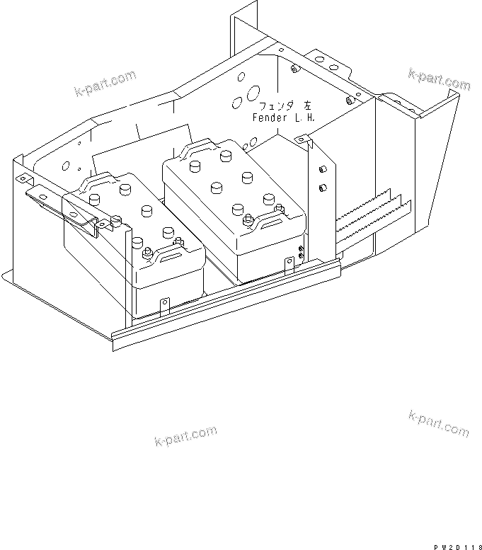 Komatsu parts book diagram for HM300-1 S/N 1001-UP: BATTERY BOX (BATTERY) (LARGE CAPACITY)(#1173-)
