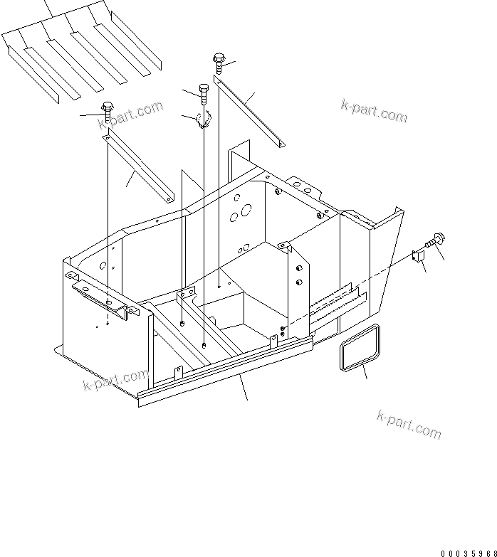 Komatsu parts book diagram for HM300-1 S/N 1001-UP: BATTERY BOX (LOWER FENDER ? L.H.) (1/2)(#1173-)