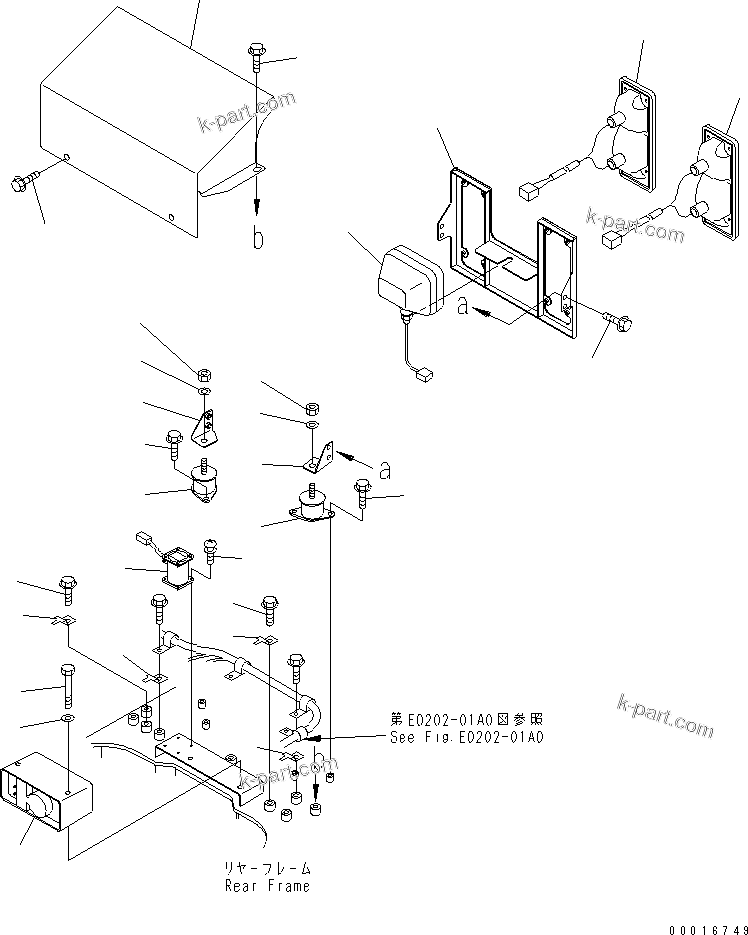 Komatsu parts book diagram for HM300-1 S/N 1001-UP: REAR LAMP ? BACK-UP ALARM AND INCLINATION SENSOR