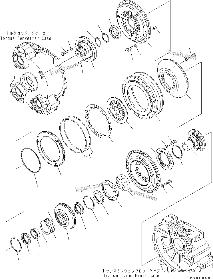 Komatsu parts book diagram for HM300-1 S/N 1001-UP: TORQUE CONVERTER