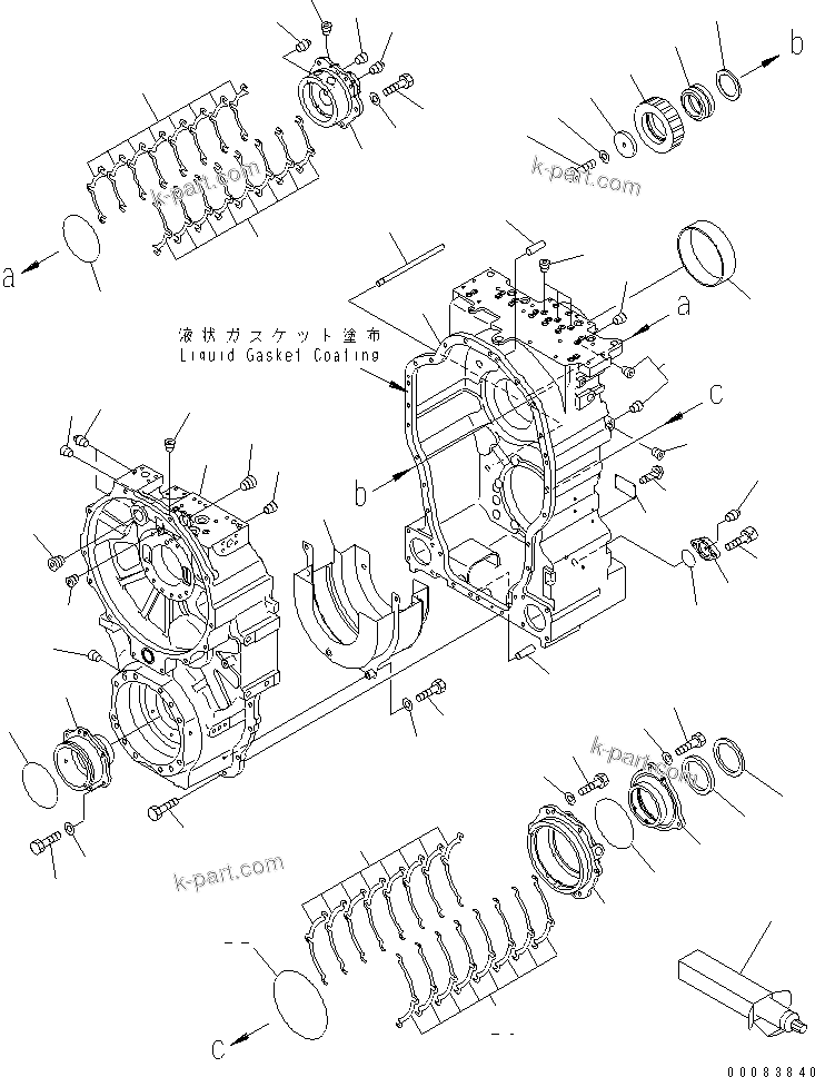 Komatsu parts book diagram for HM300-1 S/N 1001-UP: TRANSMISSION (CASE)